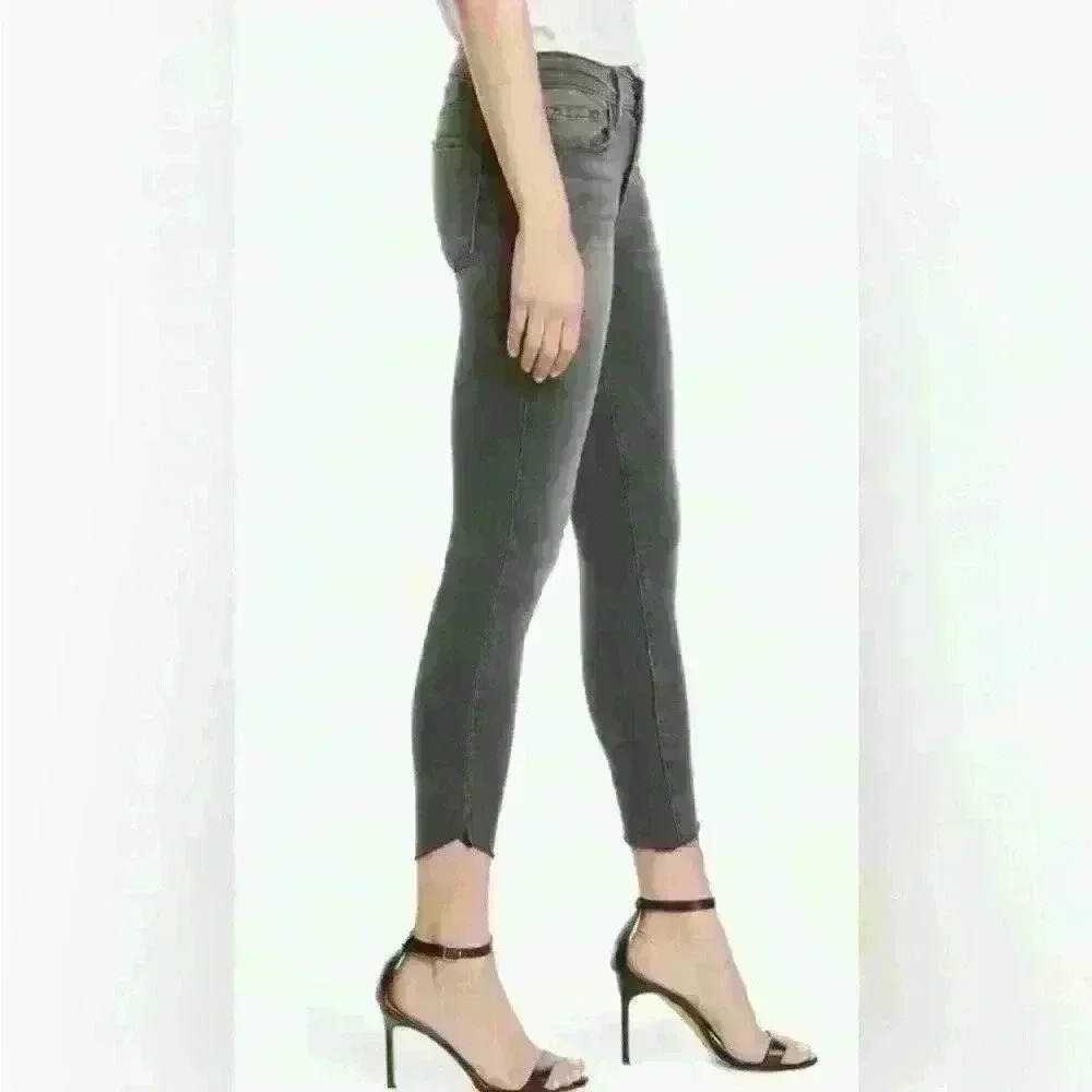 Frame Le Skinny de Jeanne Raw Hem Ankle Women Jeans in Black Grey Kinder Size 27 - Picture 3 of 10